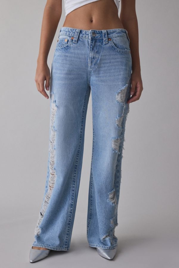 Slide View: 1: Jean Baggy Taille Mi-Haute Super Délavé Bobbi True Religion