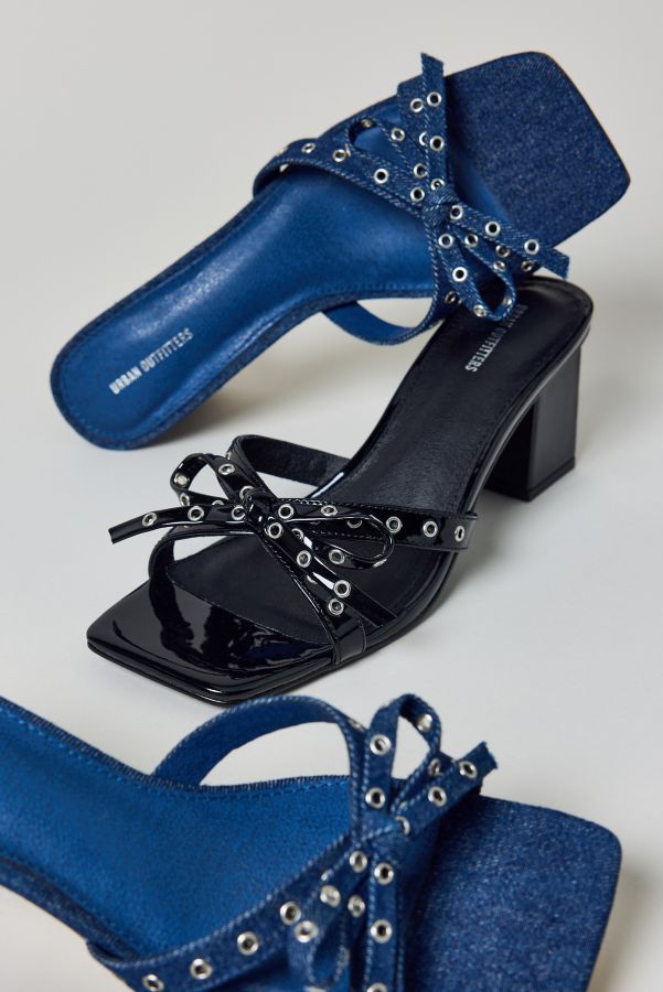 Slide View: 2: UO Charlotte Rivet Bow Block Heel Sandal