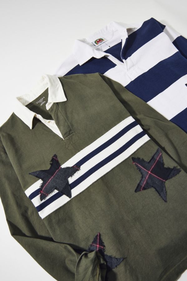 Slide View: 2: Urban Renewal Remade Flannel Star Patch Rugby Shirt