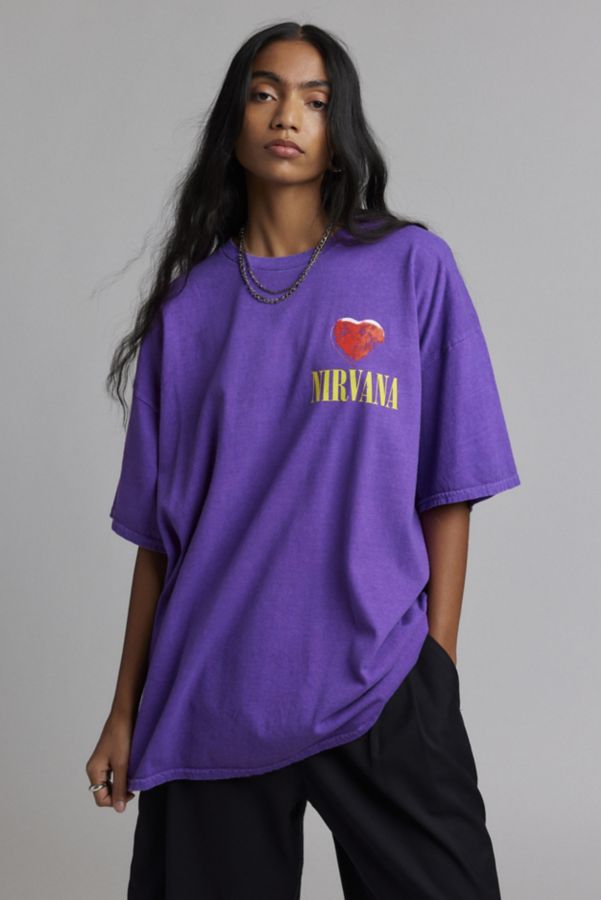 Slide View: 1: Nirvana Heart-Shaped Box Graphic Oversized Tee