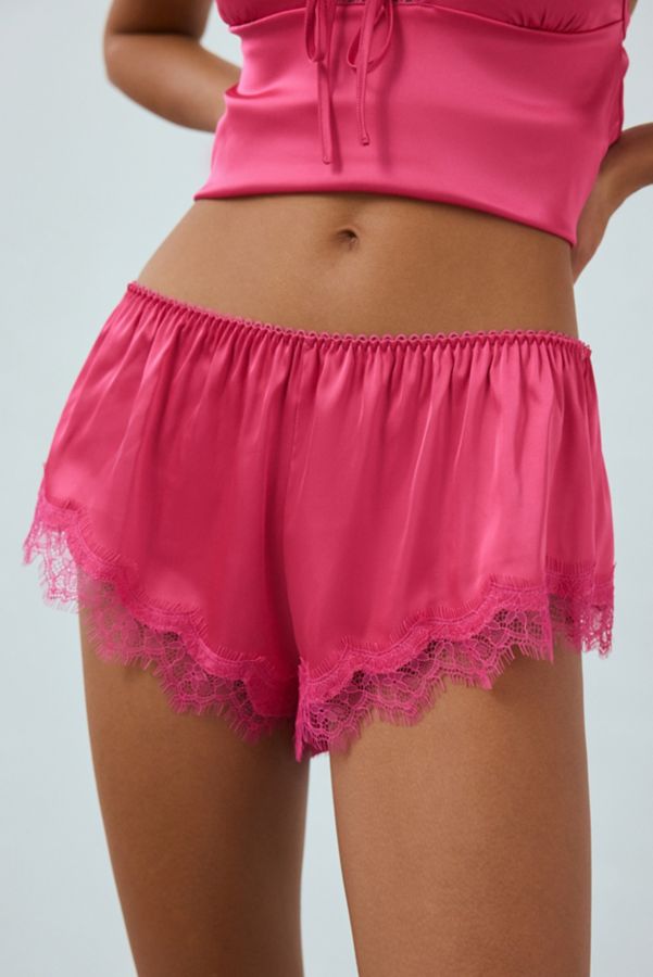 Slide View: 2: Kat The Label Sorrento Lace-Trim Satin Micro Short