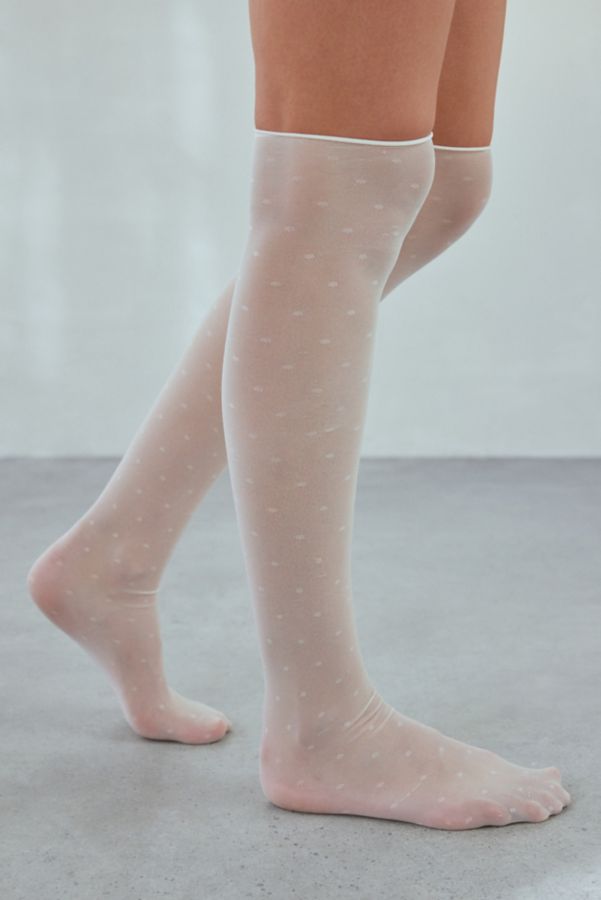 Slide View: 1: Polka Dot Sheer Over-The-Knee Sock