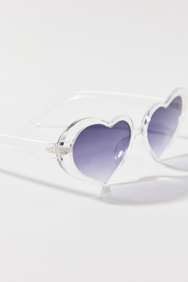 Slide View: 2: Amour Clear Plastic Heart Sunglasses