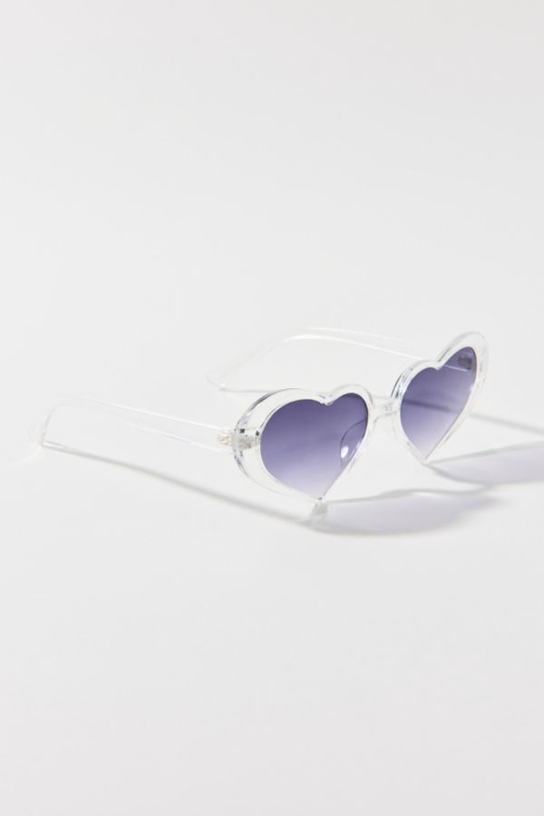 Slide View: 1: Amour Clear Plastic Heart Sunglasses