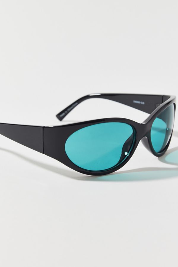 Slide View: 2: Kayla Plastic Round Shield Sunglasses