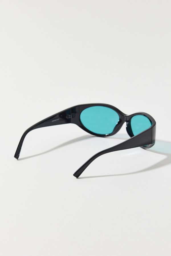 Slide View: 3: Kayla Plastic Round Shield Sunglasses