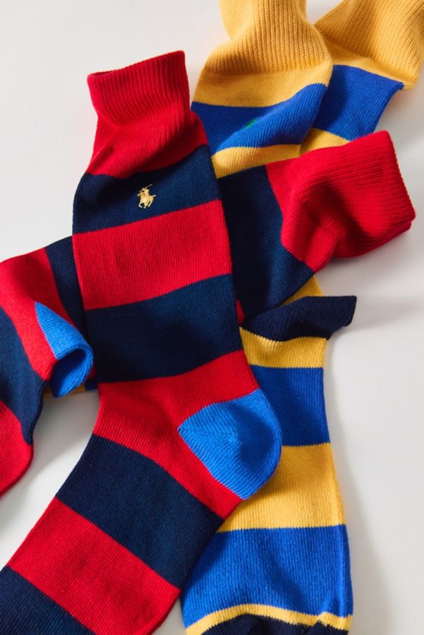 Slide View: 2: Polo Ralph Lauren Rugby Stripe Crew Sock 2-Pack