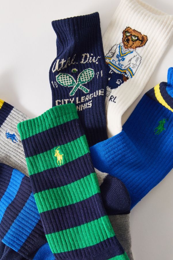 Slide View: 2: Paquet de 6 Chaussettes d'Équipage Polo Ralph Lauren Athletic Bear