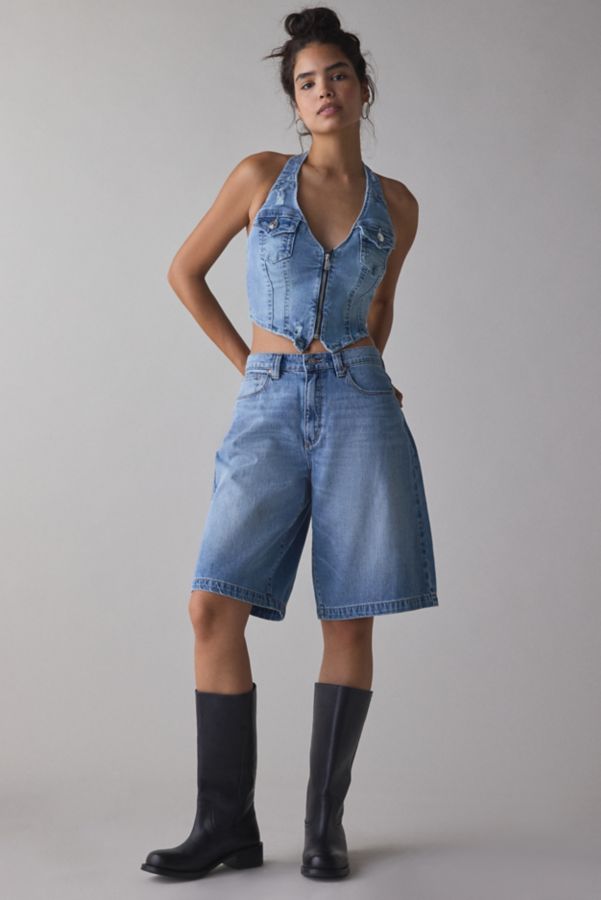 Slide View: 3: True Religion Zip Denim Halter Top