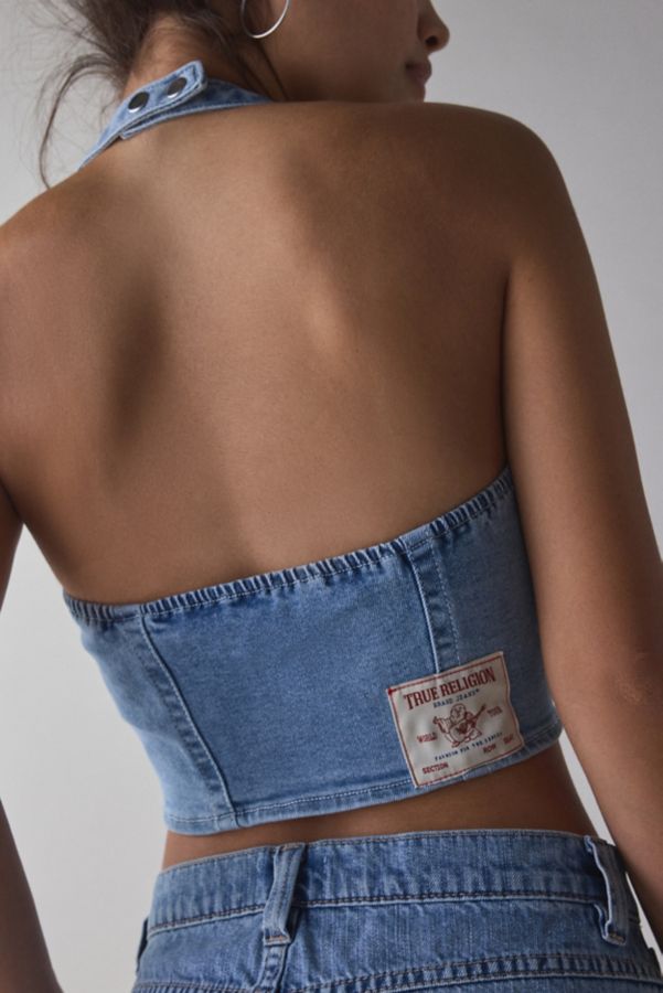 Slide View: 4: True Religion Zip Denim Halter Top