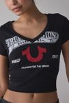 Thumbnail View 2: True Religion Horseshoe Crystal Graphic V-Neck Baby Tee