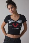 Thumbnail View 1: True Religion Horseshoe Crystal Graphic V-Neck Baby Tee