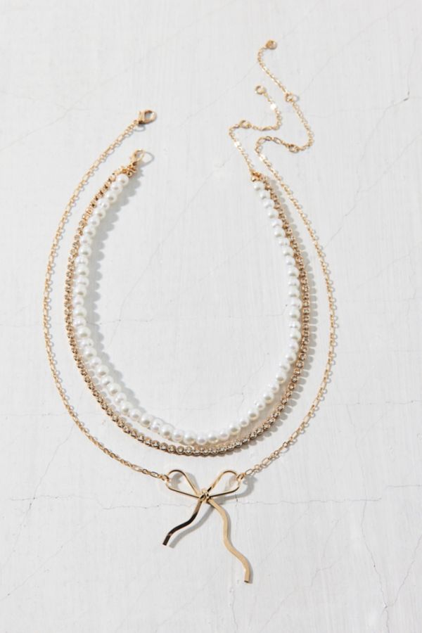 Slide View: 3: Amalia Bow Layering Necklace Set