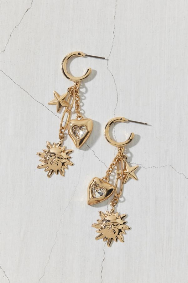 Slide View: 2: Celestial Charms Rhinestone Hoop Earring