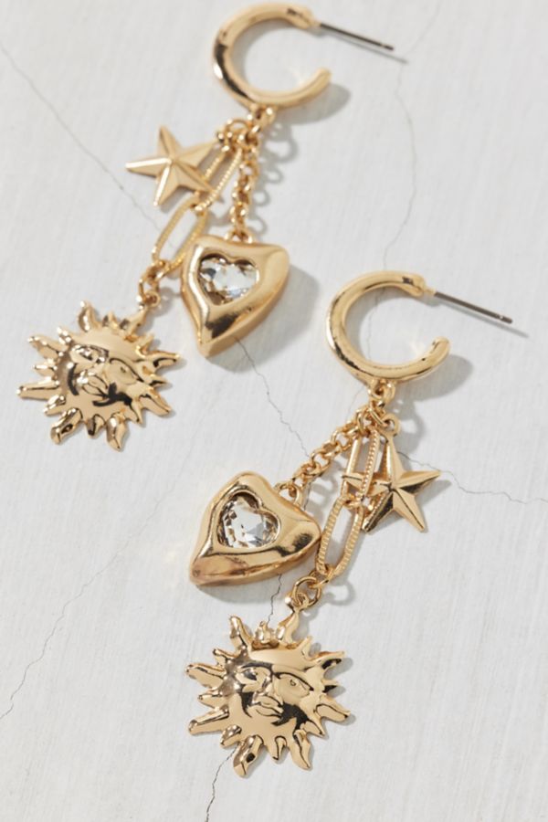 Slide View: 3: Celestial Charms Rhinestone Hoop Earring