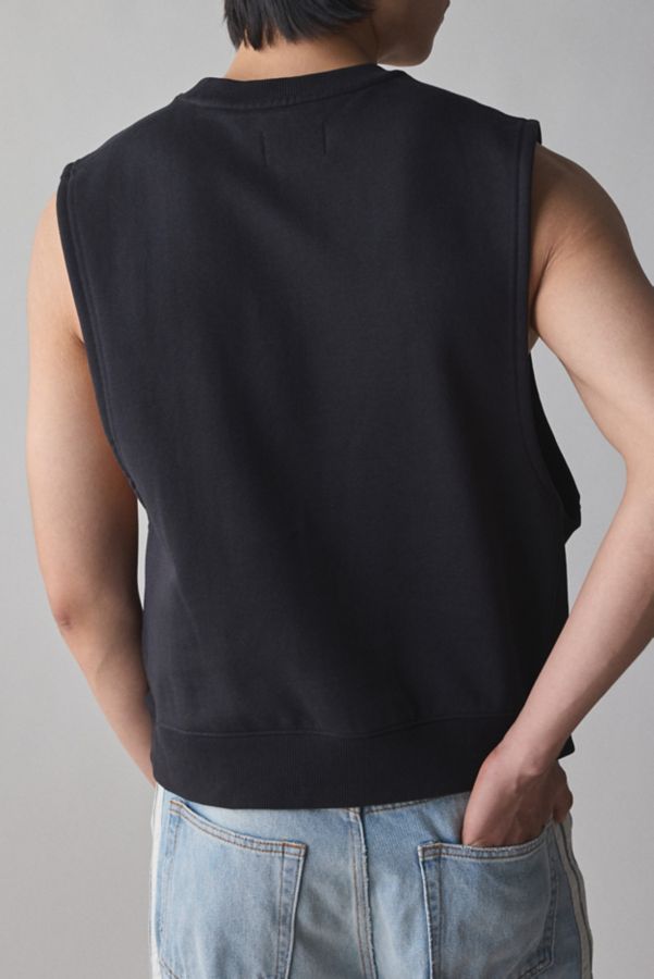 Slide View: 2: Standard Cloth Sleeveless Muscle Crew Neck Sweatshirt