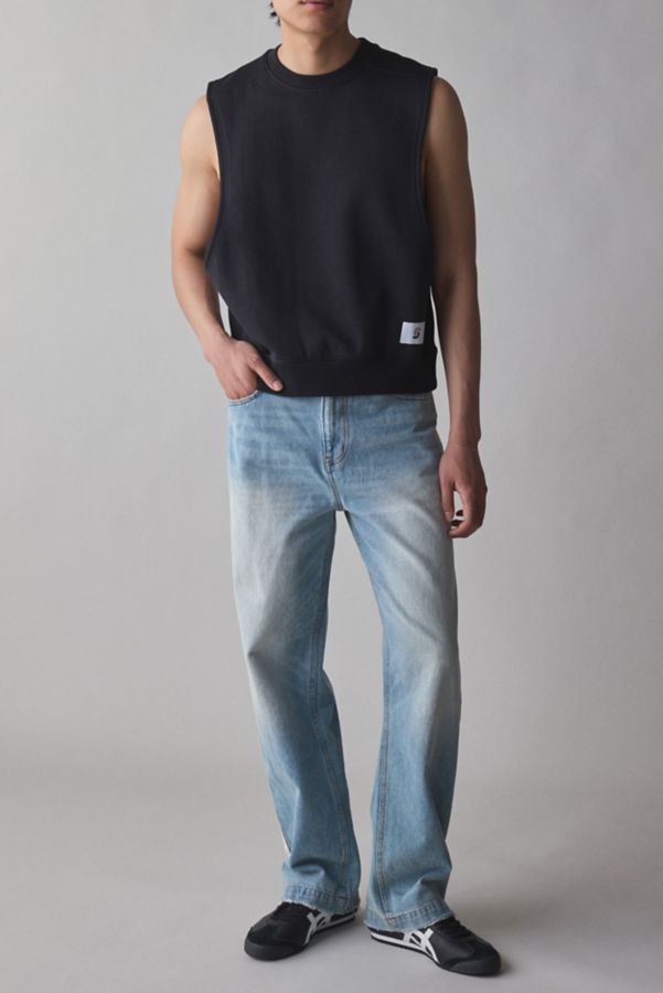 Slide View: 3: Standard Cloth Sleeveless Muscle Crew Neck Sweatshirt