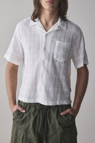 Standard Cloth Liam Textured Gauze Cropped Button-Down Shirt