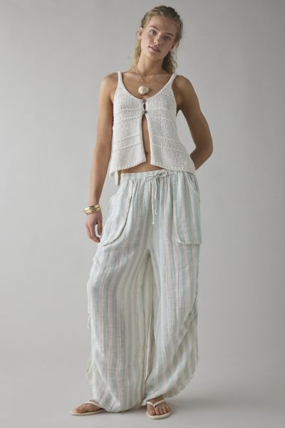 Out From Under Ocean Air Cinched Wide-Leg Gauze Pant