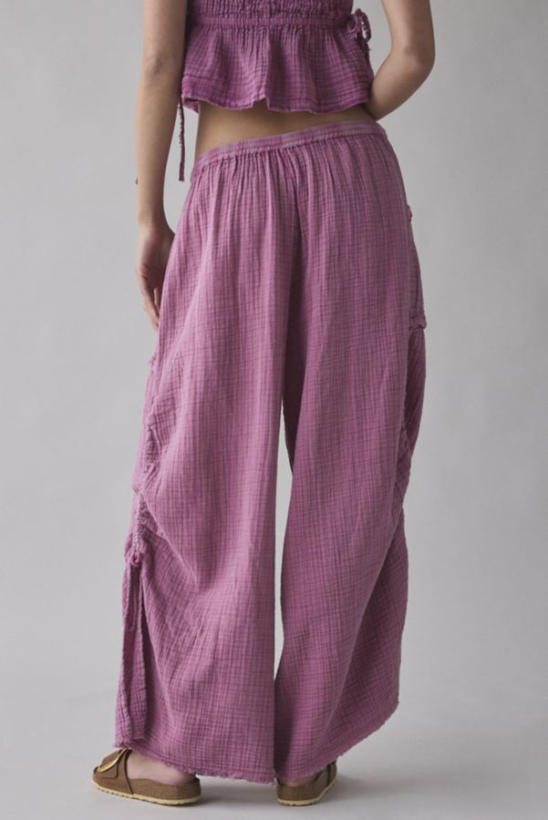 Slide View: 3: Out From Under Ocean Air Cinched Wide-Leg Gauze Pant