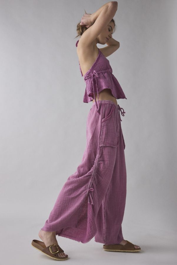 Slide View: 4: Out From Under Ocean Air Cinched Wide-Leg Gauze Pant