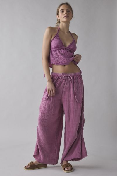 Out From Under Ocean Air Cinched Wide-Leg Gauze Pant