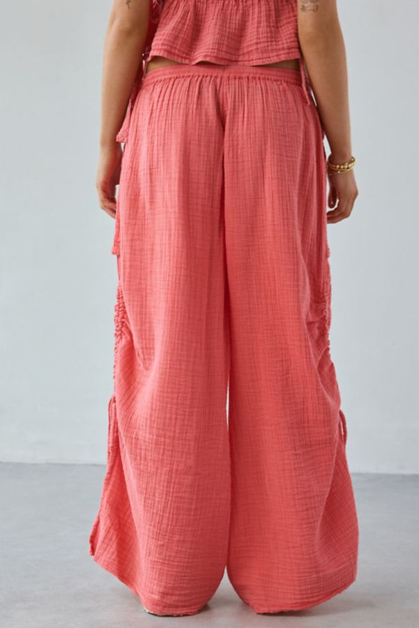 Slide View: 4: Out From Under Ocean Air Cinched Wide-Leg Gauze Pant