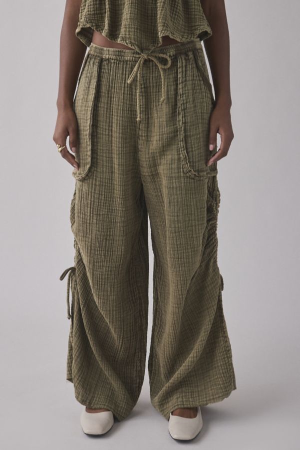 Slide View: 3: Out From Under Ocean Air Cinched Wide-Leg Gauze Pant