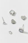 Thumbnail View 1: Waterproof Heart And Clover Stud Earring Set