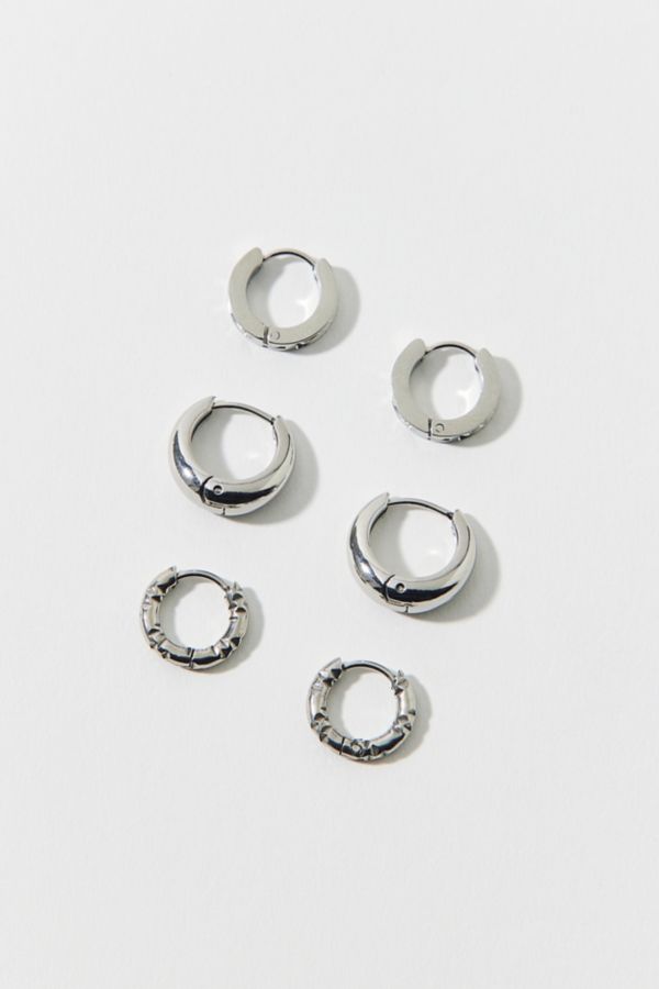 Slide View: 3: Stainless Steel Mini Hoop Earring Set