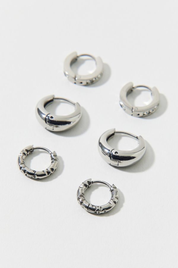 Slide View: 1: Stainless Steel Mini Hoop Earring Set