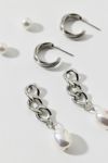 Thumbnail View 3: Stainless Steel Pearl Post & Hoop Earring Set