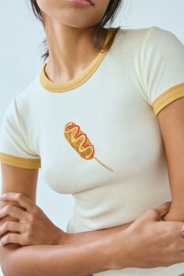 Slide View: 2: Kimchi Blue Too Perfect Corndog Graphic Ringer Baby Tee