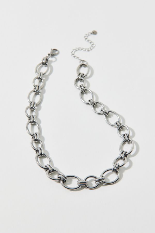 Slide View: 2: Stainless Steel Statement Chain Necklace