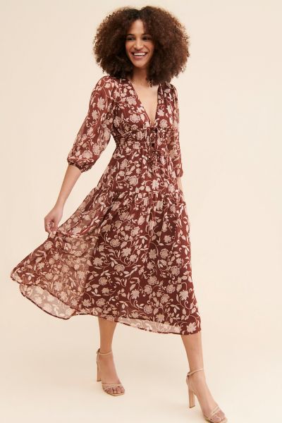 MinkPink Wren Floral Midi Dress