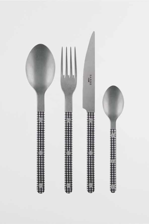 Slide View: 2: Sabre 4 Piece Bistro Gingham Flatware Set