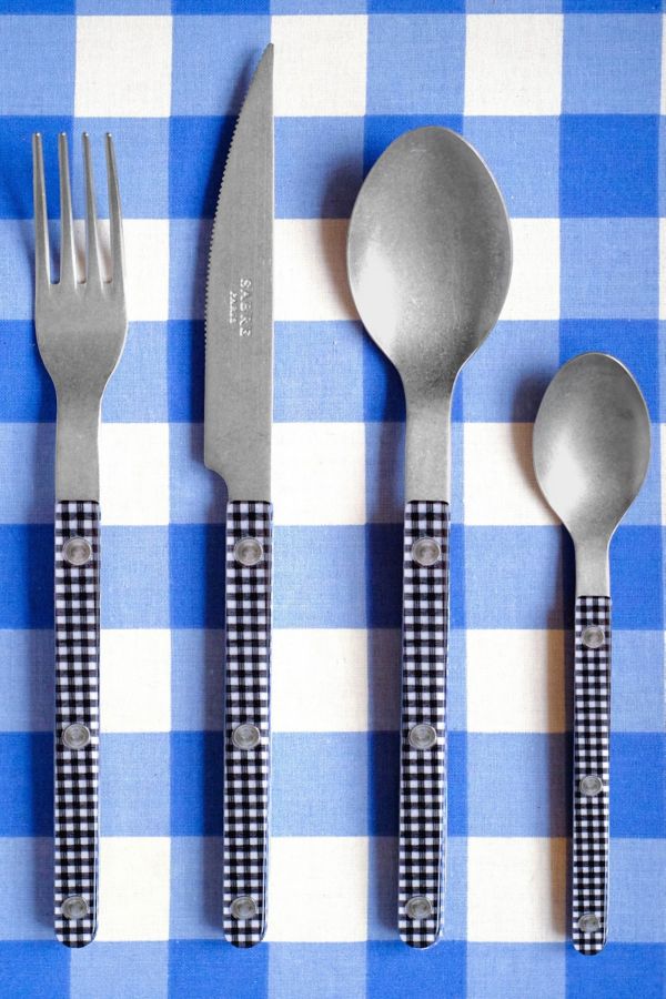 Slide View: 1: Sabre 4 Piece Bistro Gingham Flatware Set