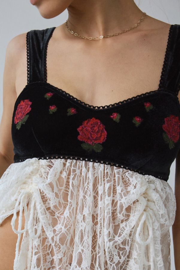 Slide View: 3: Kimchi Blue Rose Garden Embroidered Babydoll Tank Top