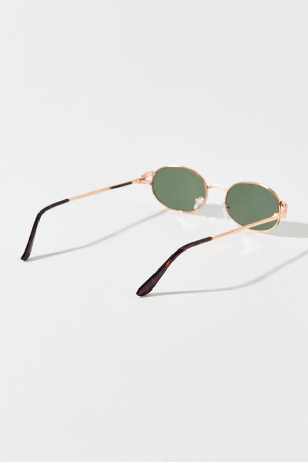 Slide View: 3: Emery Tortoise Metal Oval Sunglasses