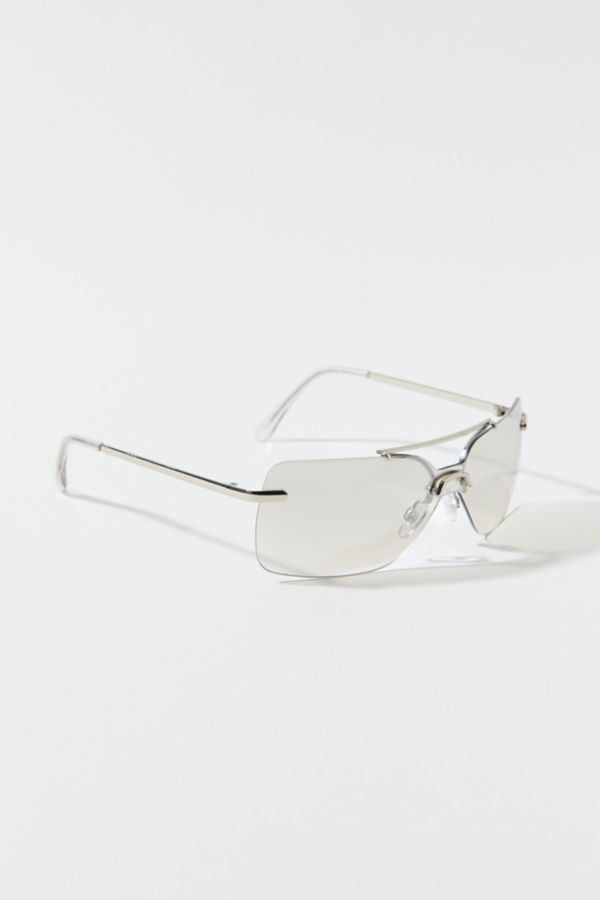 Slide View: 2: Kyra Rimless Metal Aviator Sunglasses