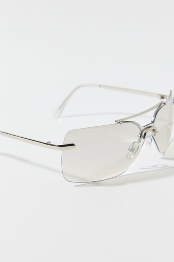 Slide View: 3: Kyra Rimless Metal Aviator Sunglasses