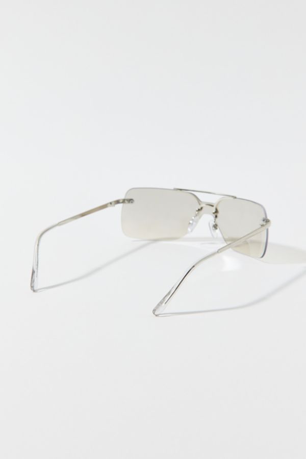 Slide View: 4: Kyra Rimless Metal Aviator Sunglasses