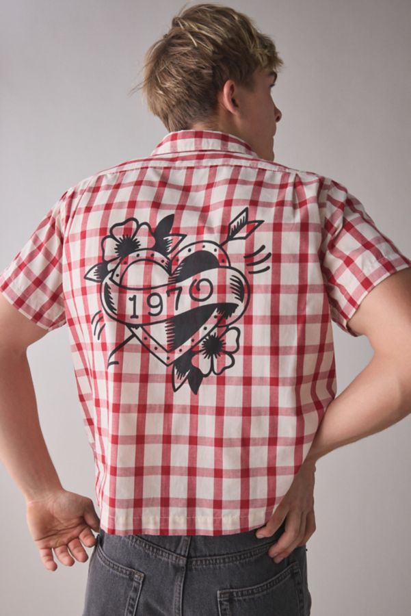 Slide View: 4: BDG Graphic Print Check Pattern Short Sleeve Shirt