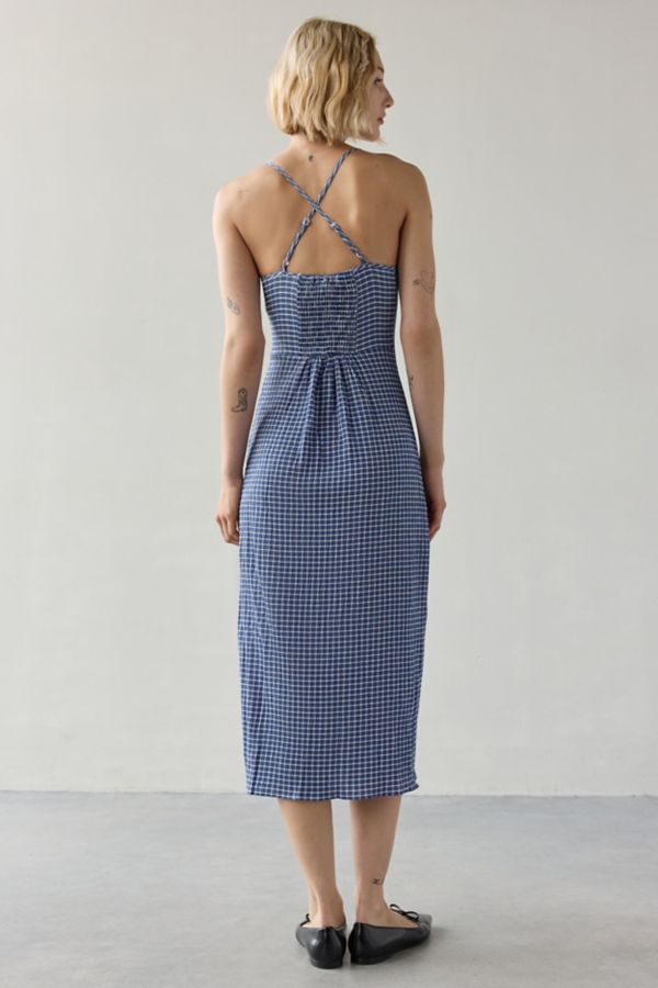 Slide View: 3: Daisy Street Milkmaid Shirred Gingham Midi Dress