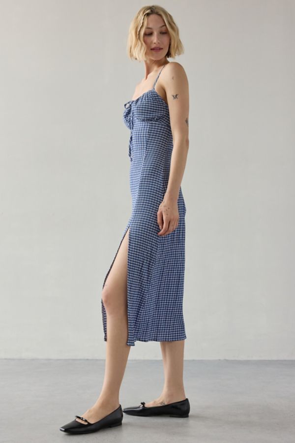 Slide View: 4: Daisy Street Milkmaid Shirred Gingham Midi Dress