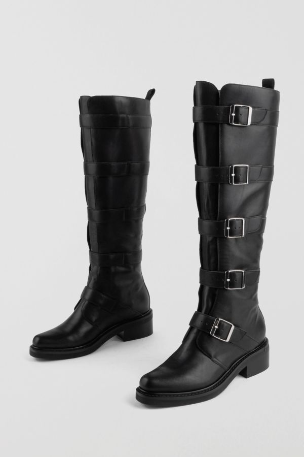 Slide View: 2: Intentionally Blank Pile Up Knee High Biker Boot