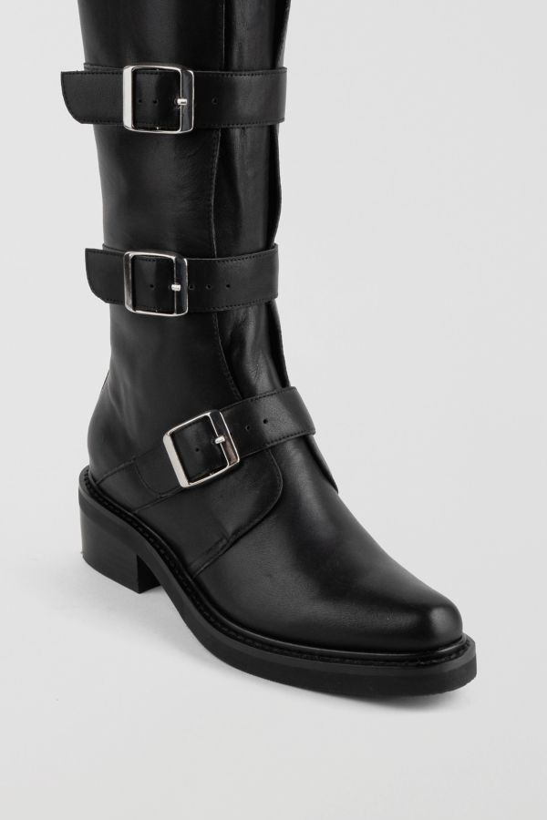 Slide View: 4: Intentionally Blank Pile Up Knee High Biker Boot