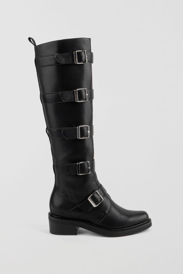 Slide View: 1: Intentionally Blank Pile Up Knee High Biker Boot