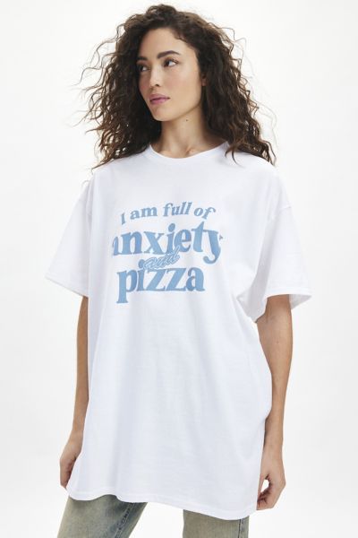 T-shirt surdimensionné graphique Anxiété & Pizza