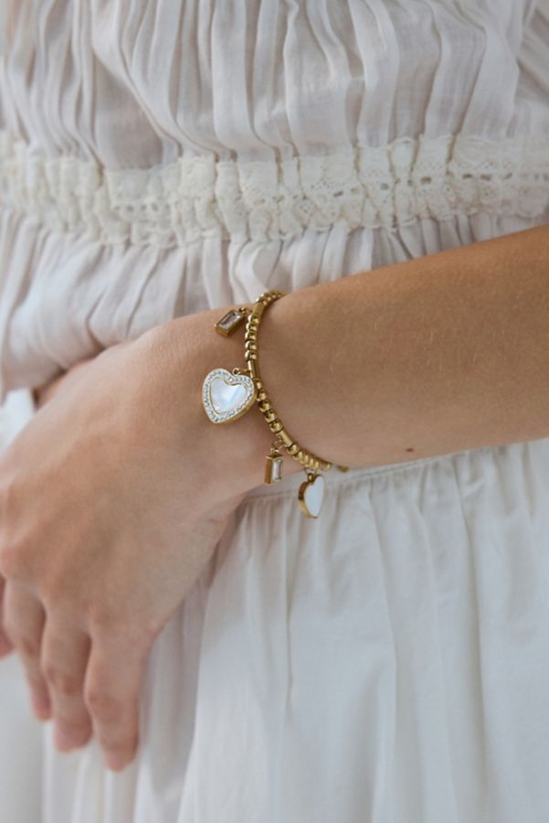 Slide View: 1: Bracelet Étanche avec Charme Cœur en Strass